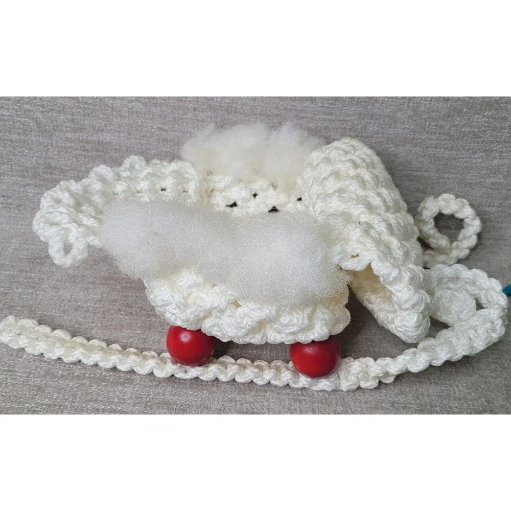 Vintage Handmade Plastic Canvas Snowman Penguin Sleigh Christmas Ornaments 4pc